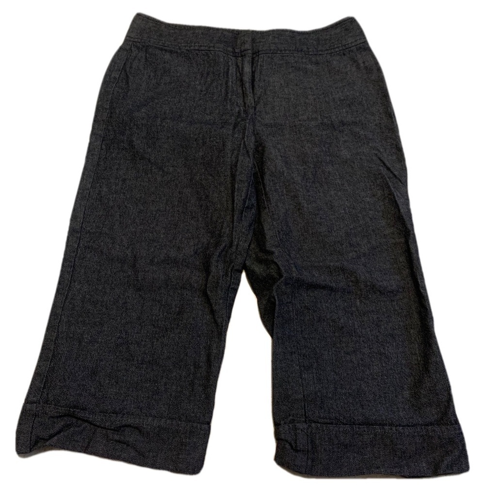 Dalia Collection Wide-Leg Cropped Culotte Pants - Gray Denim - Size 6